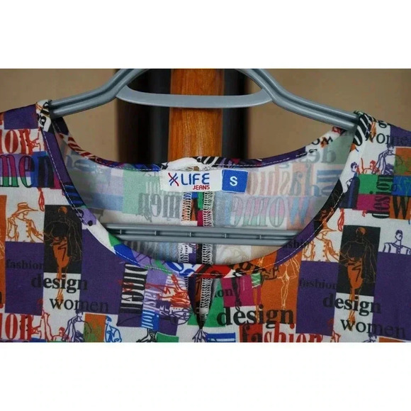 Vintage Women's Sleeveless Top Cropped Abstract 90s S #428 - Picture 7 of 7